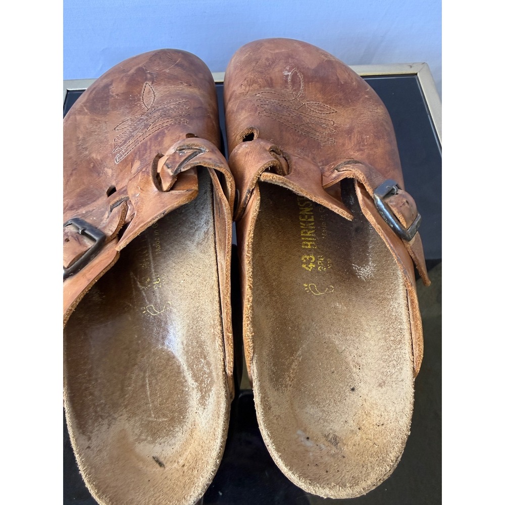 Birkenstock Boston Western Brown Leather Embroidered Clogs Womens 43 - Picture 3 of 7